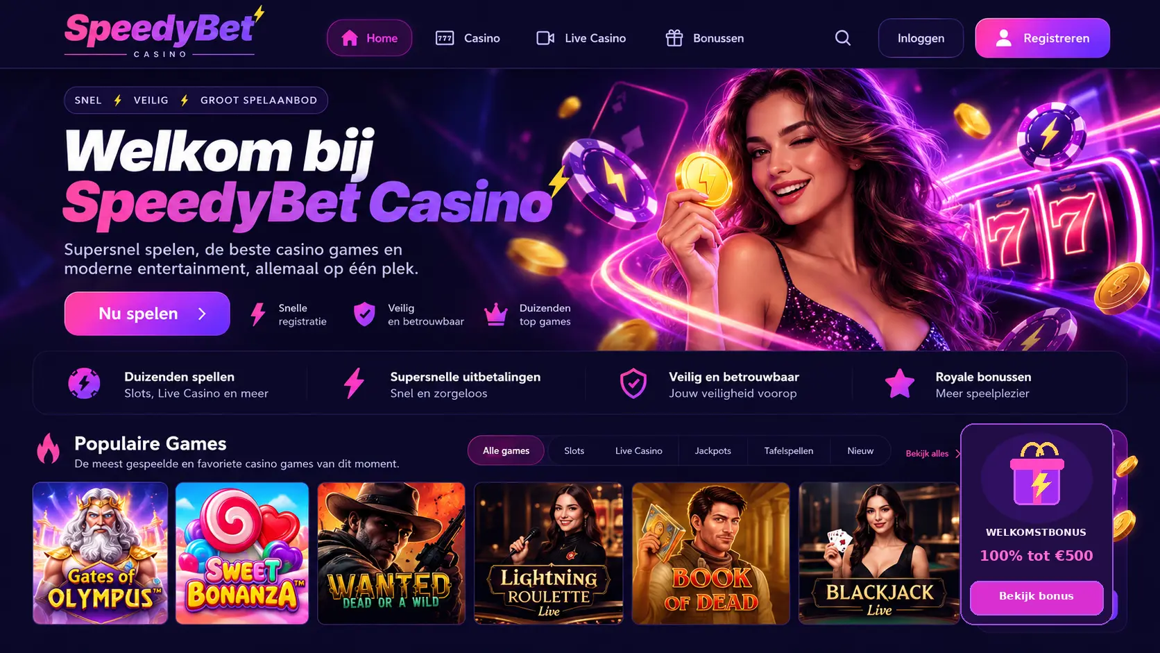 Speedybet Casino Nederland: Games, Live Casino en Betalen image 1
